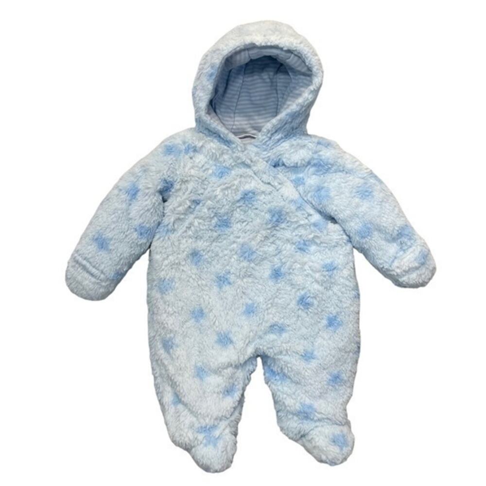 BabiesRUs Hooded Romper Snowsuit Pastel Blue Polka Dots Size 3 Months